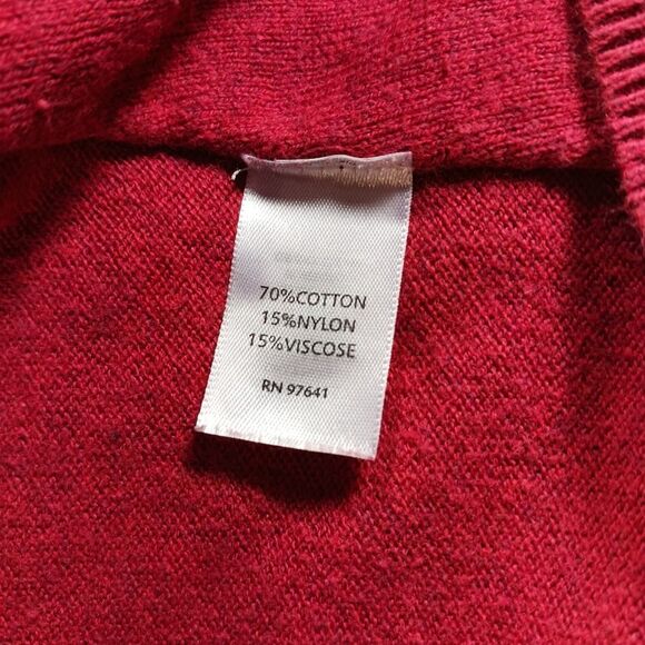 J. Jill Pure Jill Cotton Blend Front Pocket Red Sweater V-Neck Size Medium - Picture 7 of 11